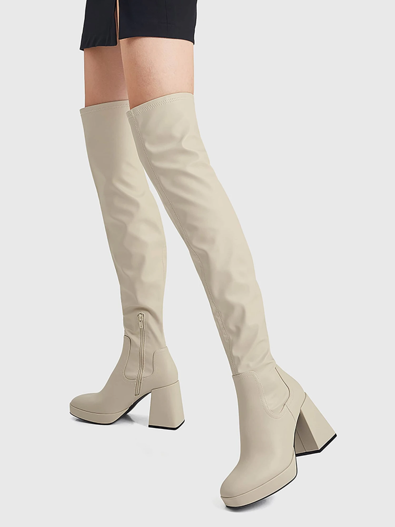 PULL & BEAR Overknees Overknee Laarzen Dames Lichtgrijs 8 PULL & BEAR Overknees Overknee Laarzen Dames Lichtgrijs - Afbeelding 6