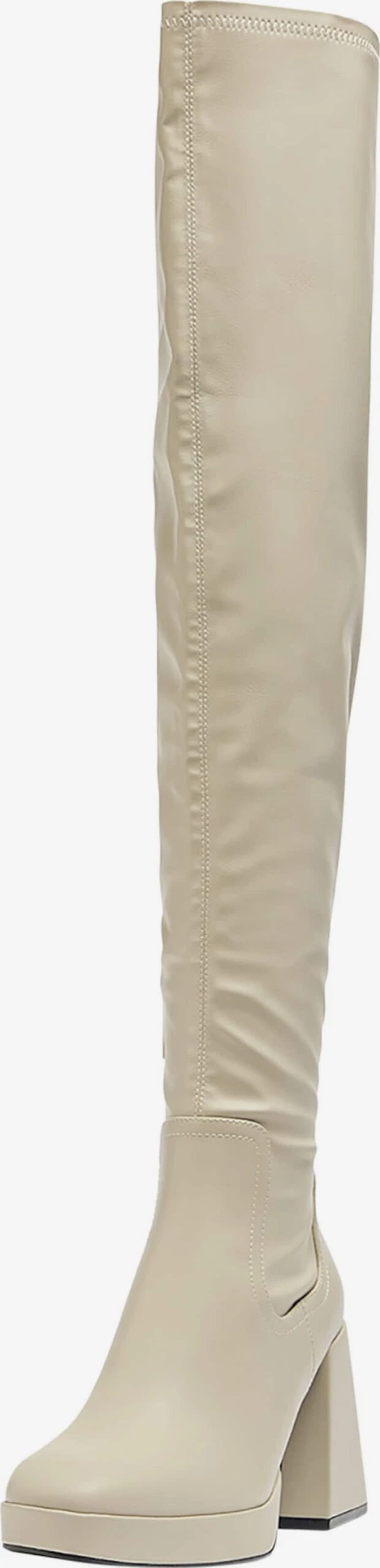 PULL & BEAR Overknees Overknee Laarzen Dames Lichtgrijs