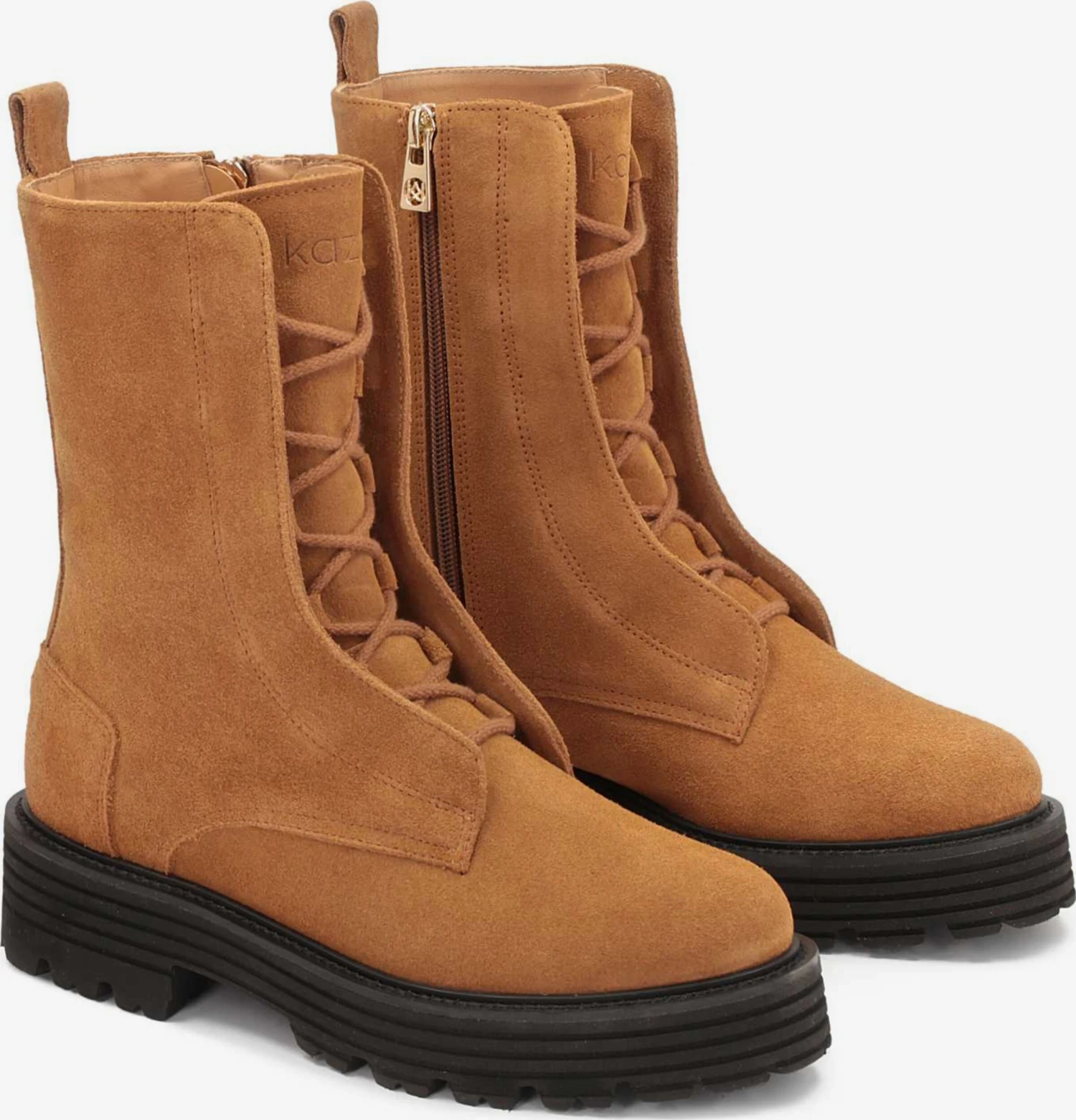 Kazar Enkellaarsjes Veterlaarsjes Dames Cognac 4 Kazar Enkellaarsjes Veterlaarsjes Dames Cognac - Afbeelding 2